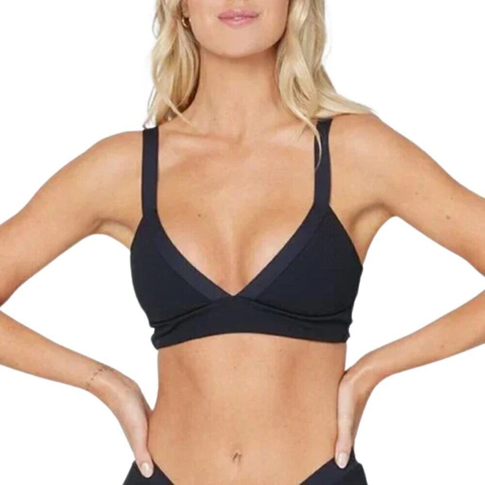 l*space Vera Ribbed Bikini Top in Black NWT
